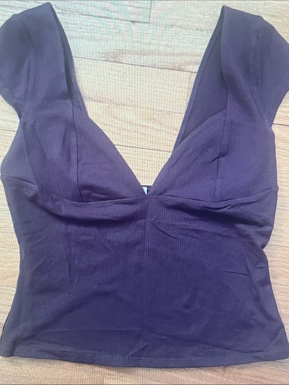 Free People Deep V Ribbed Camisole in Dark Purple